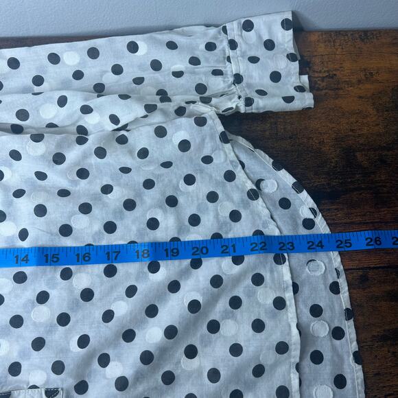 J.Crew Women's XS White Black Polka Dot Sheer Pullover Collared Blouse Tunic - Picture 8 of 9